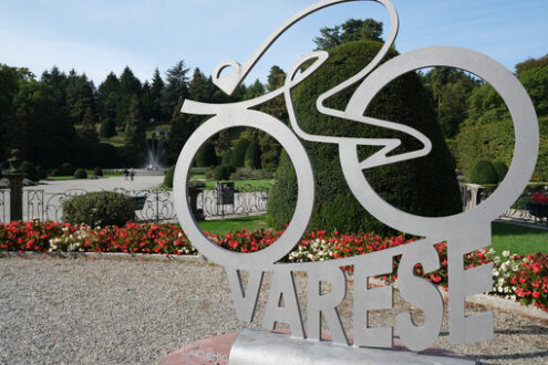 Varese, Lombardia, Italy. About 09-2020. Bicycle sculpture in the park of the municipality of Varese. - MyVideoimage.com | Foto stock & Video footage