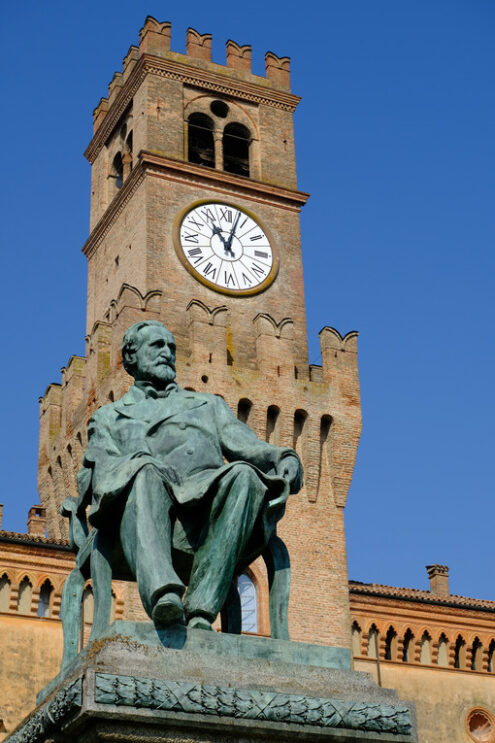 Verdi monument in Busseto. Monument to the Italian composer Giuseppe Verdi. Stock photos. - MyVideoimage.com | Foto stock & Video footage