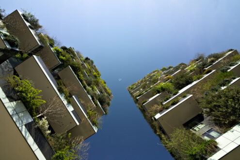 Vertical wood, Milan. “Bosco Verticale” skyscrapers built in Milan between the Isola district and Porta Garibaldi. - MyVideoimage.com | Foto stock & Video footage