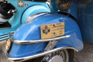 Vespa Piaggio historic motorcycle registration plate. Vespa club - MyVideoimage.com