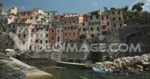 Video Riomaggiore. Riomaggiore to the Cinque Terre. Colored houses on the sea.  Video footage.