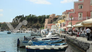 Video fishing boats. Boats anchored in the port of Corricella on the Island of Procida.  Video footage. - MyVideoimage.com | Foto stock & Video footage