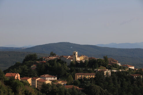 Volcanic fumaroles in the geothermal field in the town of Monterotondo M. Geothermal energy in Tuscany on the metalliferous hills near Larderello. - MyVideoimage.com