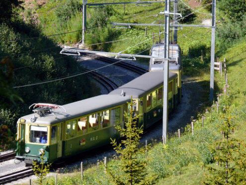 Wengen, Switzerland. 08/04/2009. Rack railway leading to the Jungfraujoch. - MyVideoimage.com