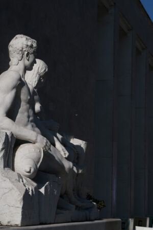 White Carrara marble sculptures at the royal palace at the Santa Maria Novella station in Florence. - MyVideoimage.com