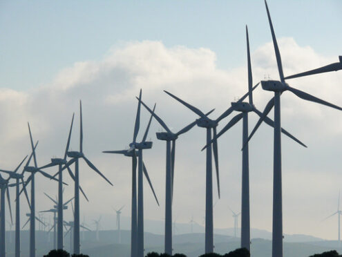 Wind farm with high blades - MyVideoimage.com