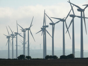 Wind farm with high blades - MyVideoimage.com