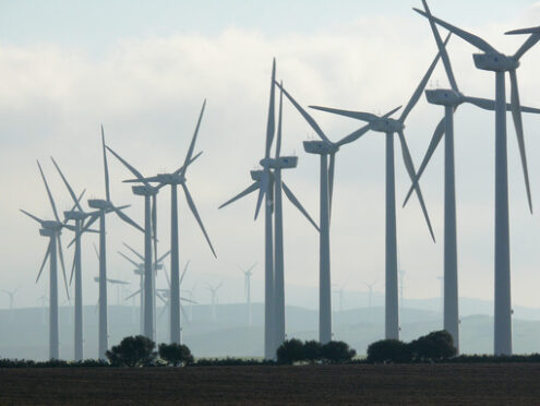 Wind farm with high blades - MyVideoimage.com