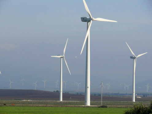 Wind farm with high blades - MyVideoimage.com