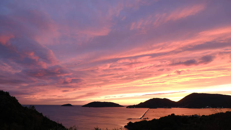 Webcam Portovenere. Tramonto sul mare vicino alle Cinque Terre